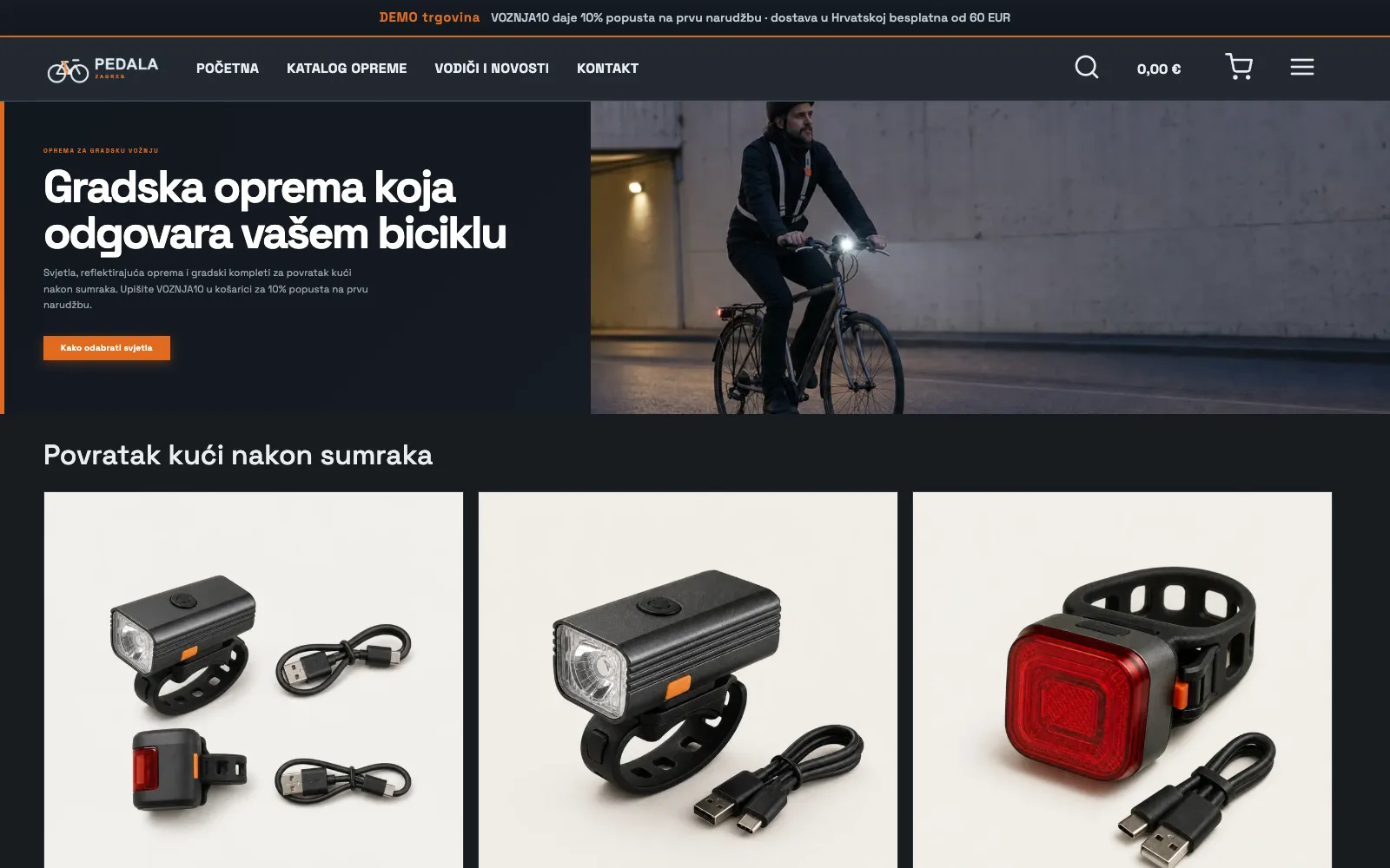 Naslovnica demo trgovine Pedala Zagreb