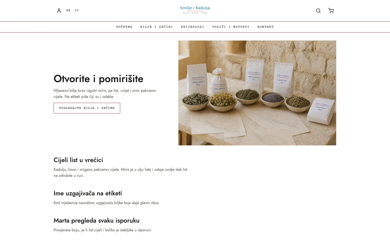Naslovnica trgovine Smilje i kadulja