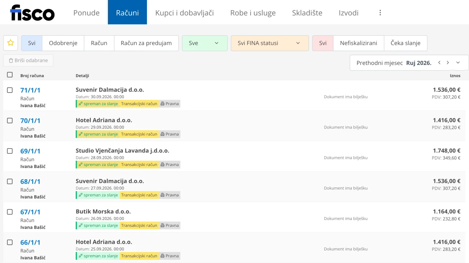 Popis računa u FISCO-u